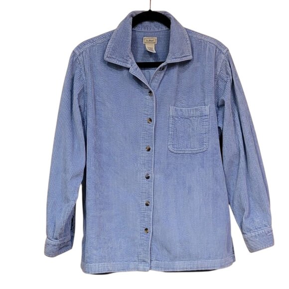 L.L.Bean Comfort Corduroy Shirt Jacket Shacket Cornflower Blue Size Medium - Picture 6 of 12